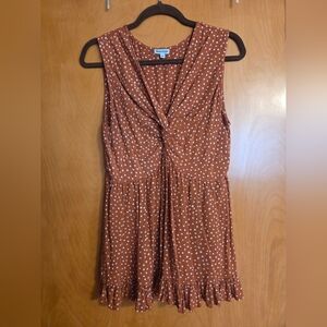 Nostalgia Terracotta and White Polka Dot Dress